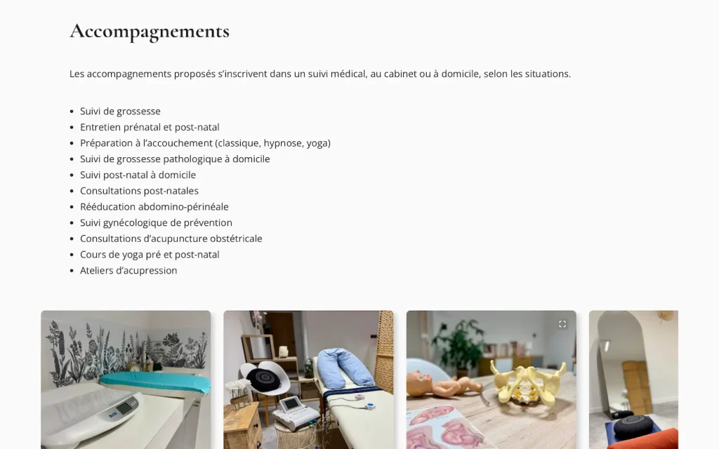 site internet sage femme cabinet périnatal réalisé par développeuse web freelance