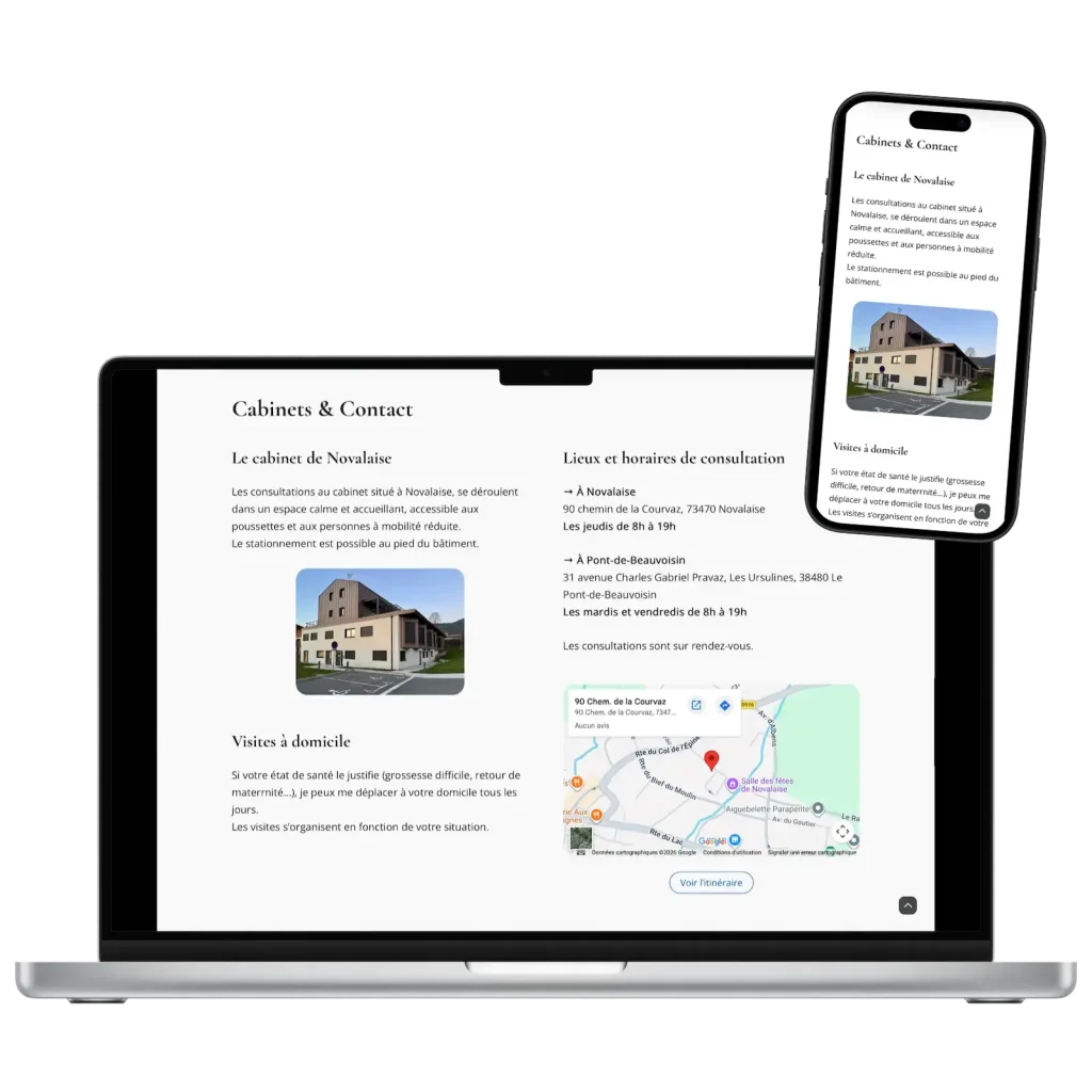 site internet sage femme cabinet périnatal réalisé par développeuse web freelance