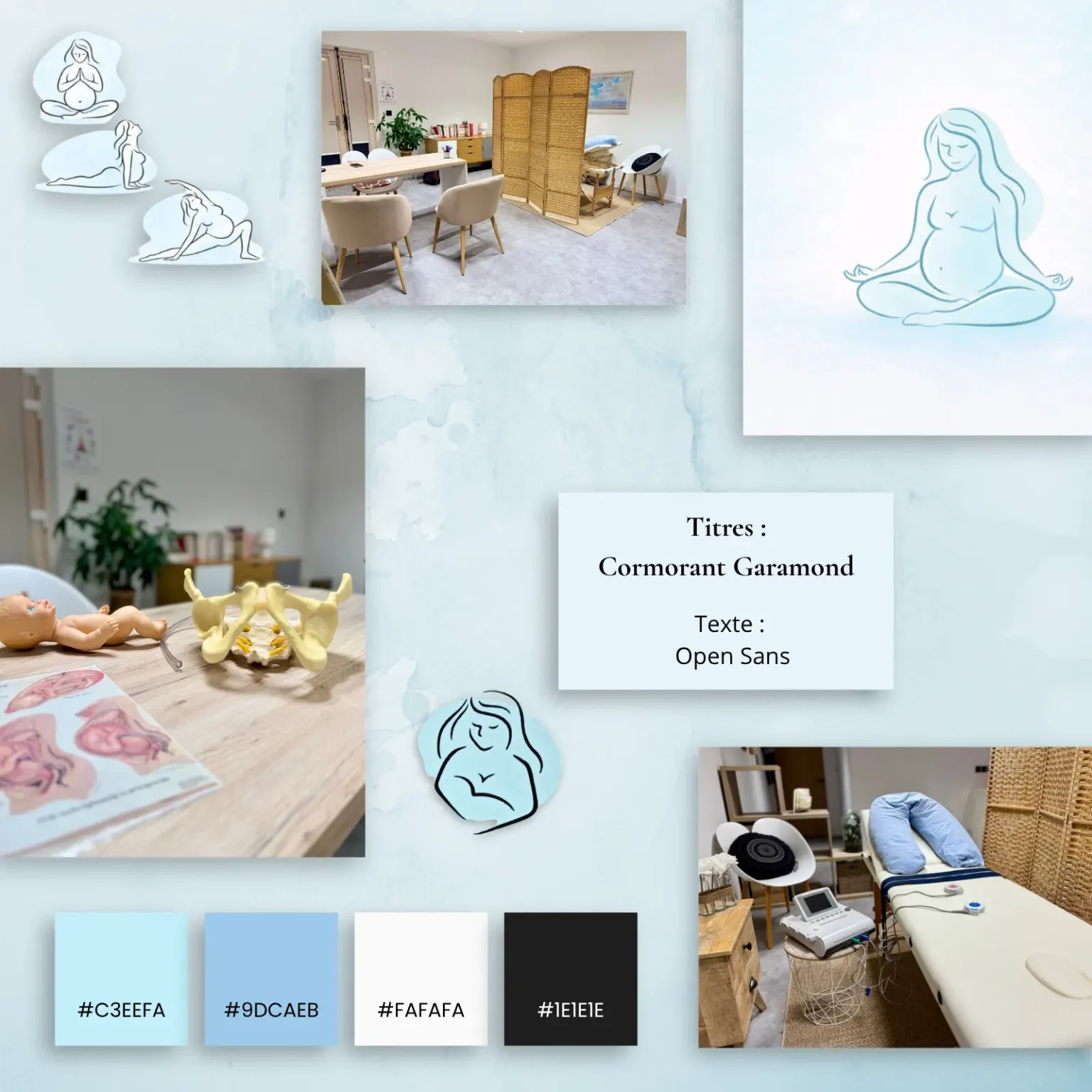moodboard pour site internet sage femme cabinet périnatal réalisé par développeuse web freelance