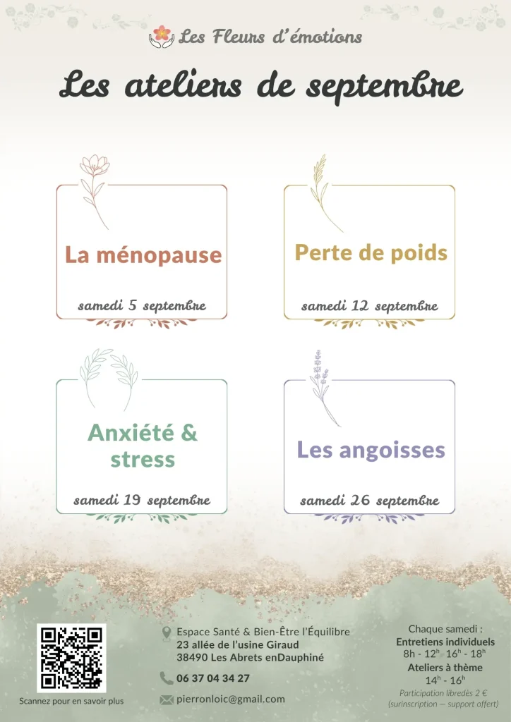 Affiche des ateliers fleurs de Bach réalisée pour Loïc Pierron