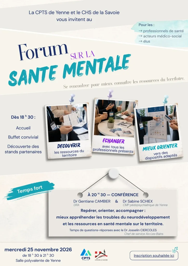 Affiche du forum sur la santé mentale réalisée pour la CPTS de Yenne