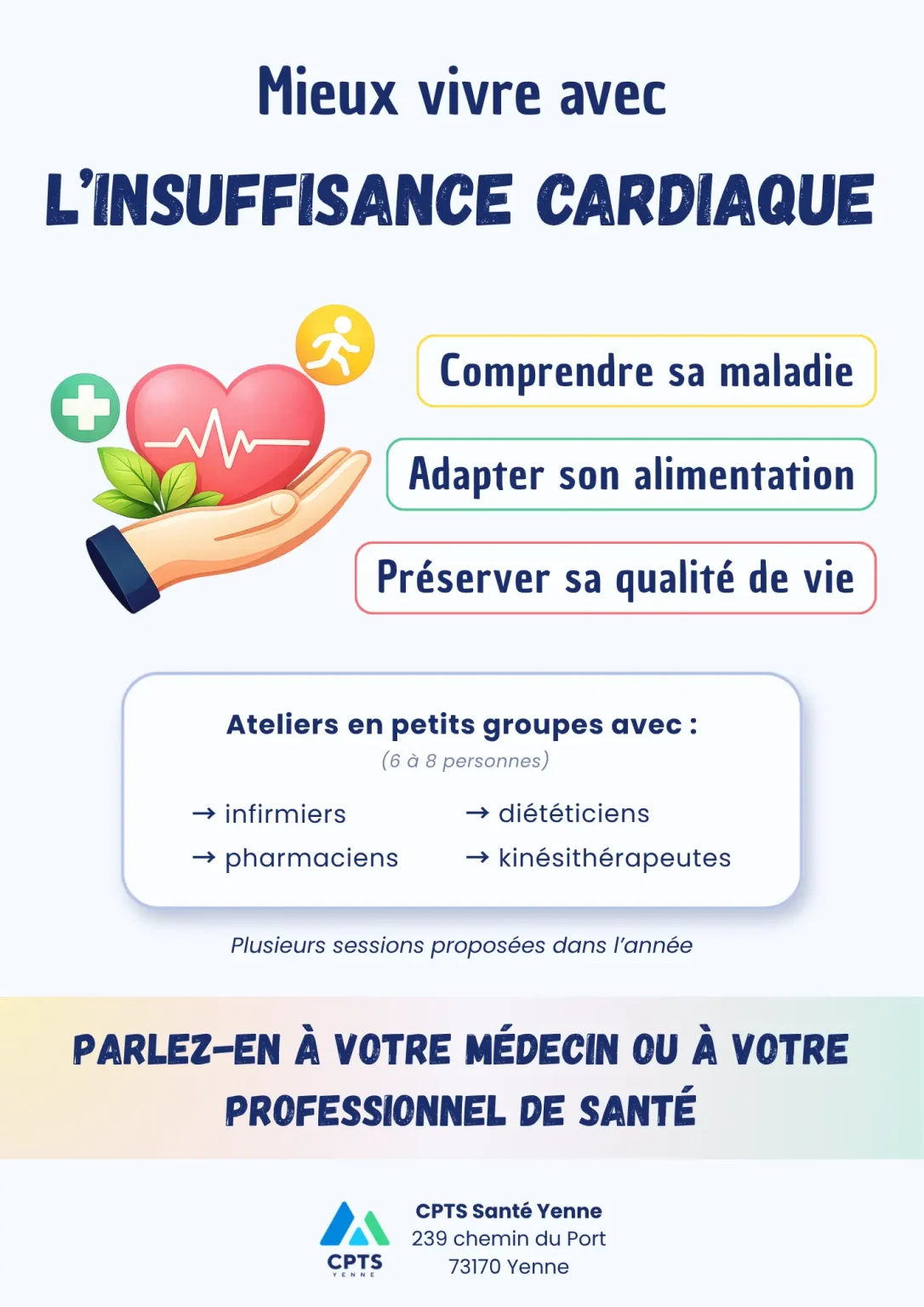 Affiche de sensibilisation à l’insuffisance cardiaque réalisée pour la CPTS de Yenne