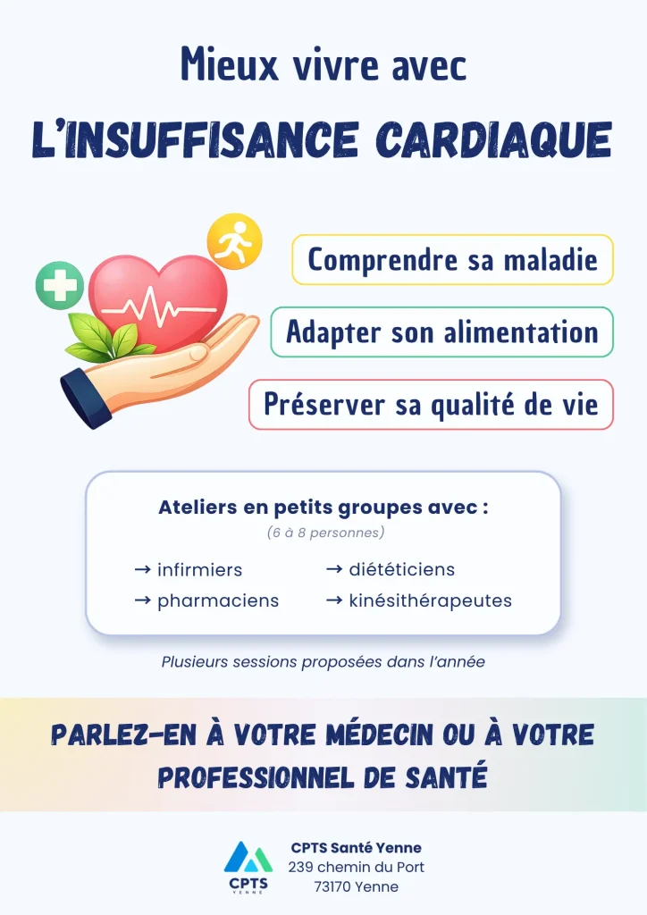 Affiche de sensibilisation à l’insuffisance cardiaque réalisée pour la CPTS de Yenne